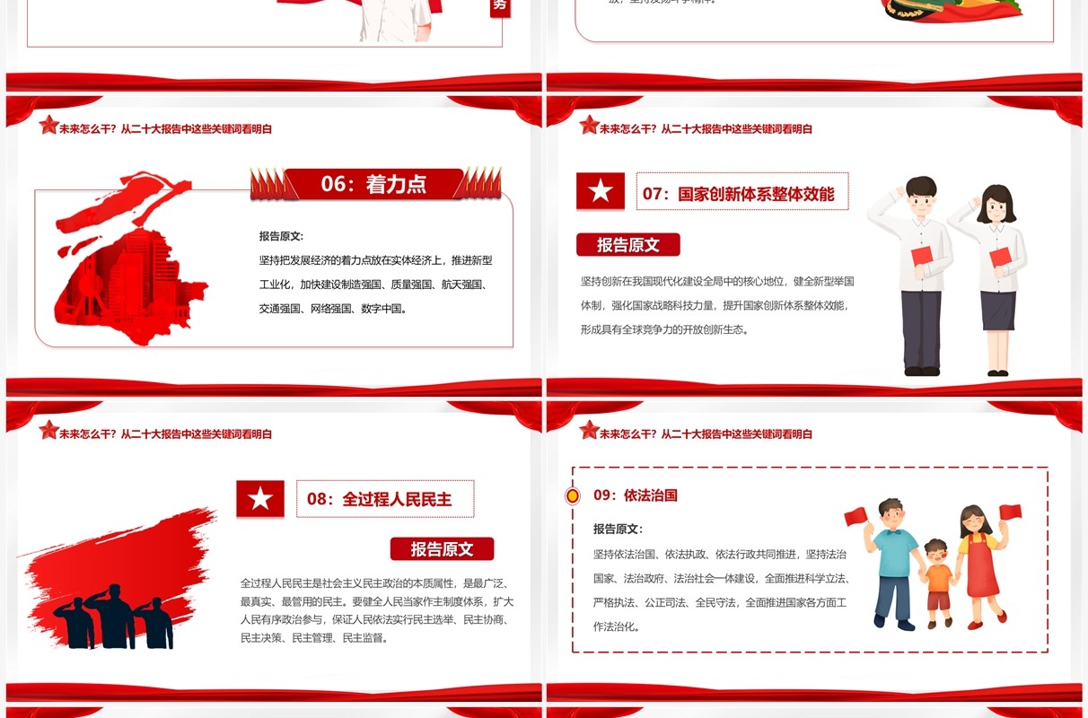 红色简约风二十大报告未来怎么干党课学习PPT模板