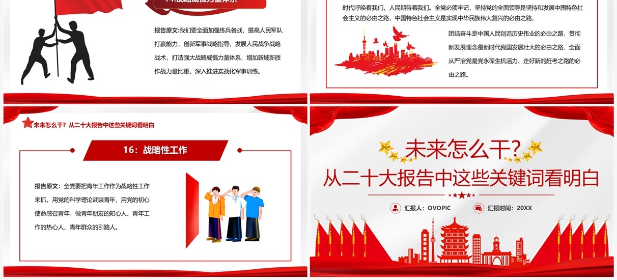 红色简约风二十大报告未来怎么干党课学习PPT模板