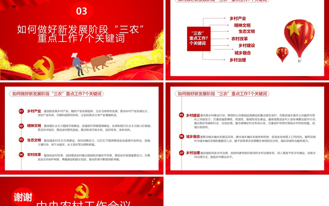 红色党政风中央农村工作会议“三农”工作重心的历史性转移党建通用PPT模板