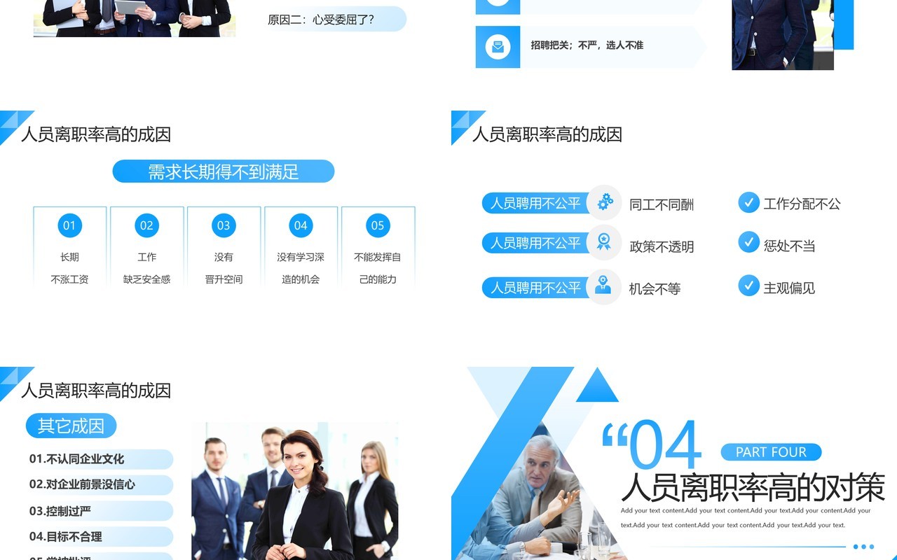 蓝色企业人力资源离职率分析PPT模板