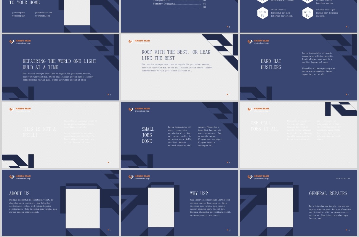 勤杂工临时工PPT版式模板Handyman PowerPoint Presentation Template