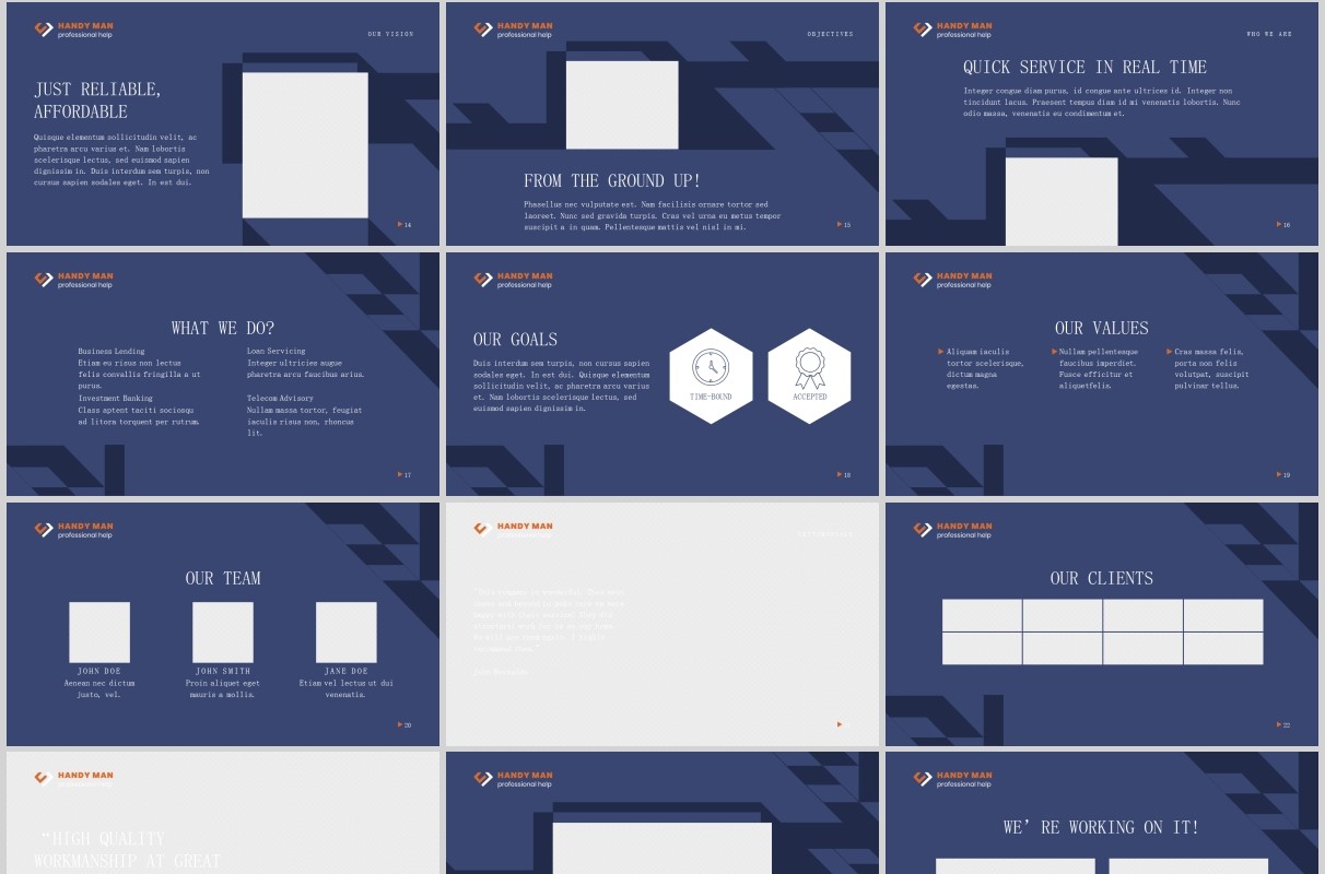 勤杂工临时工PPT版式模板Handyman PowerPoint Presentation Template