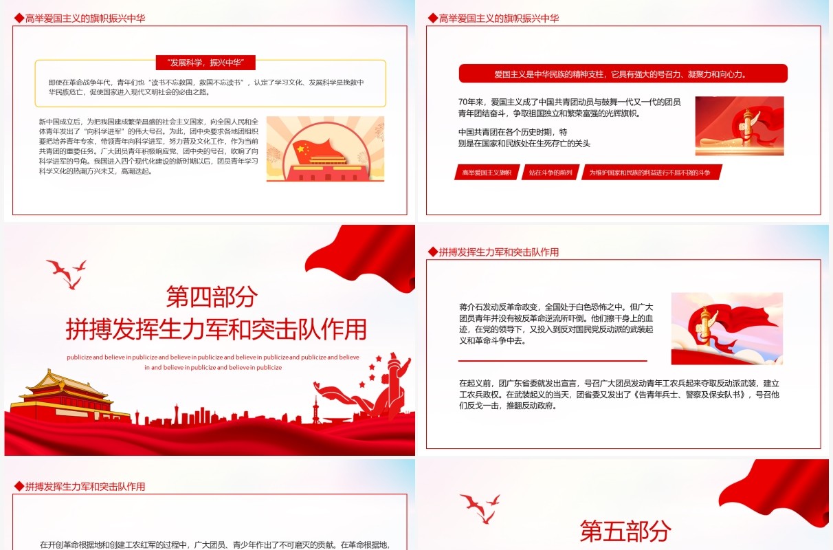 共青团优良传统与作风拼搏发挥生力军突击作用动态PPT模板