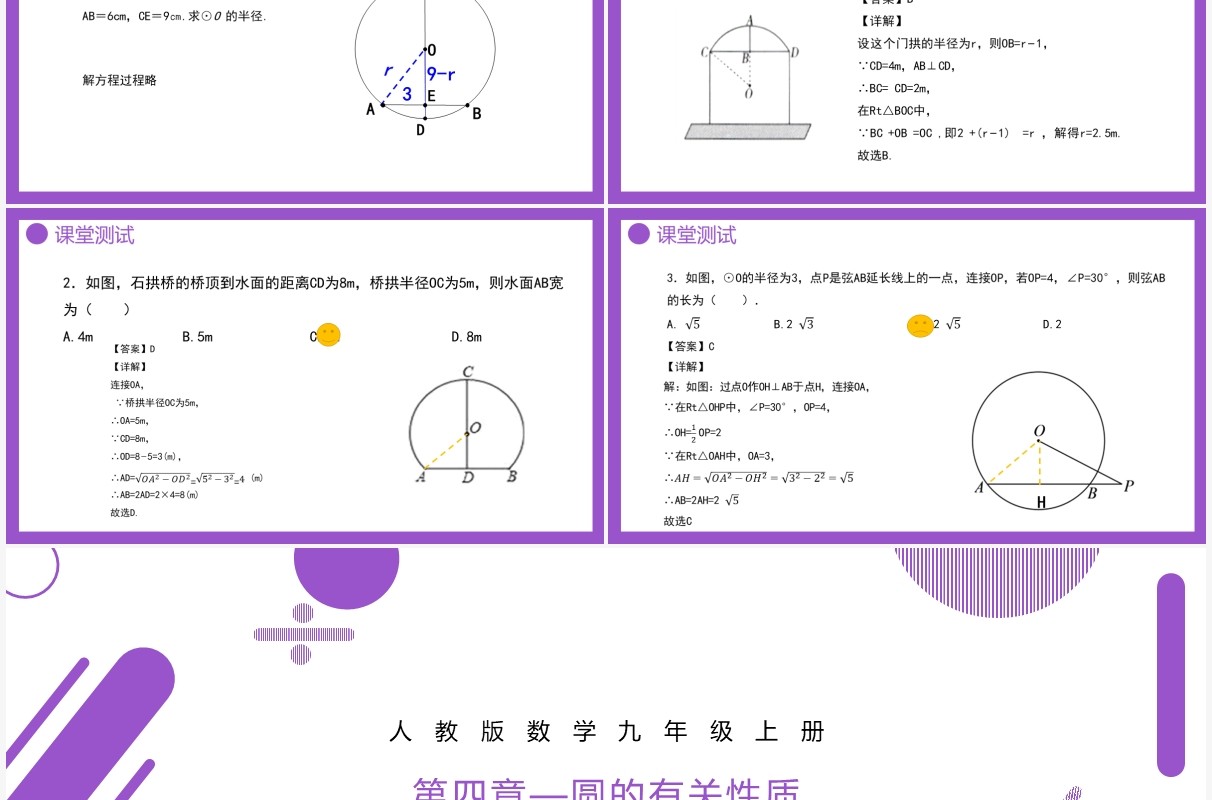 部编版九年级数学上册第四单元圆的有关性质圆的垂直课件PPT模板