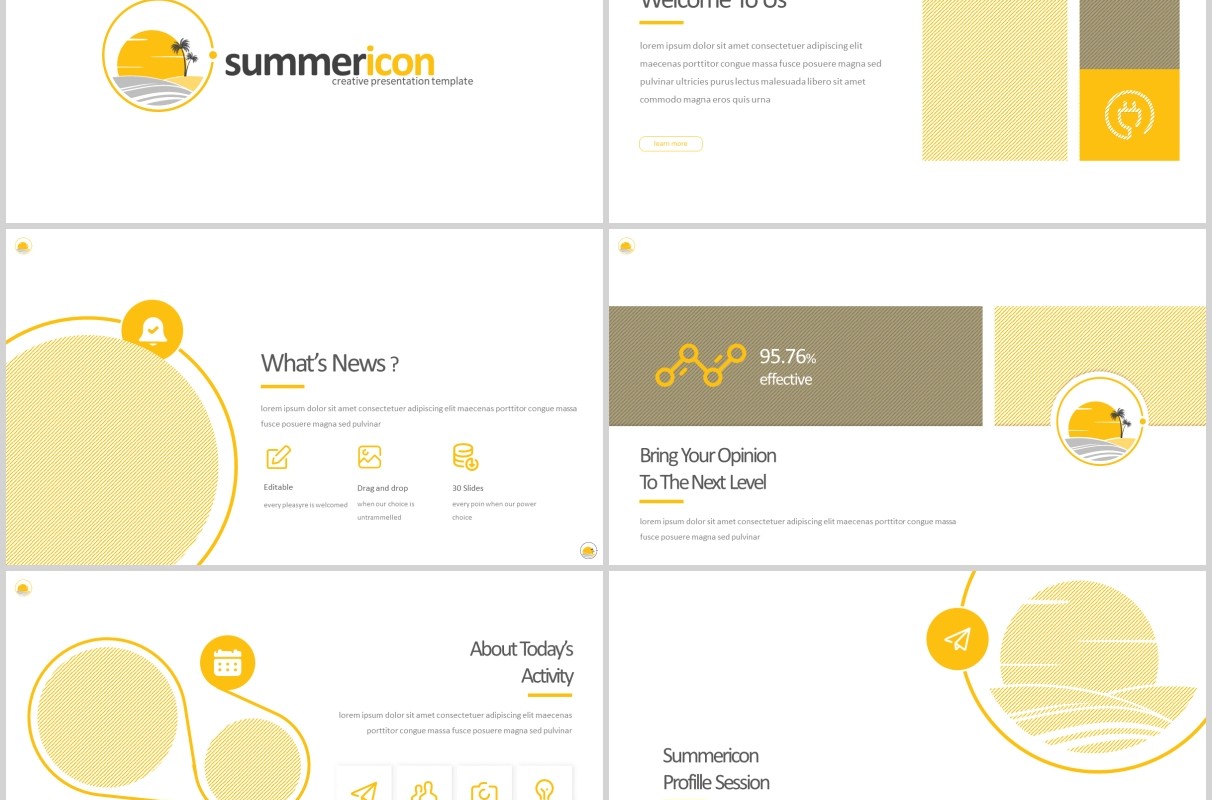 夏令营旅游度假PPT图文排版模板Summericon - Powerpoint Template