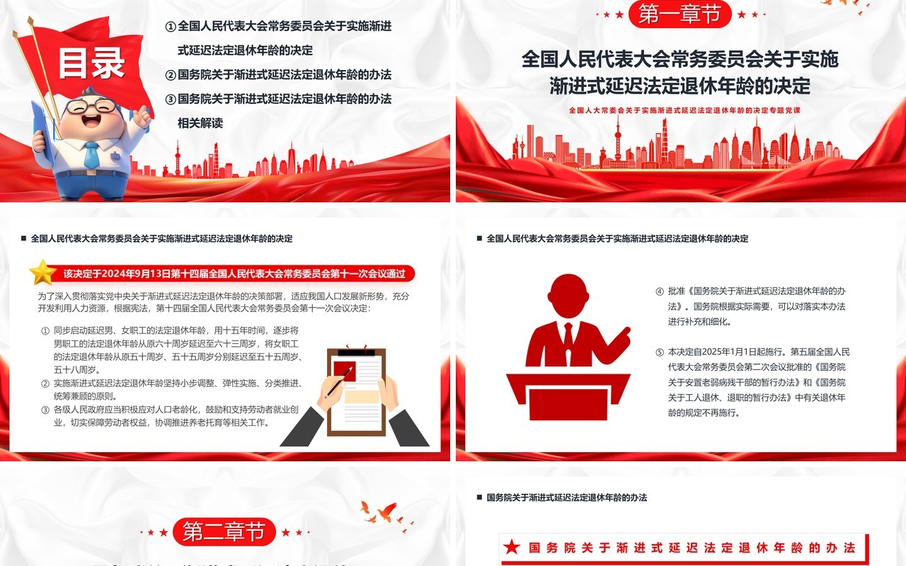 关于实施渐进式延迟法定年龄退休的决定PPT模版