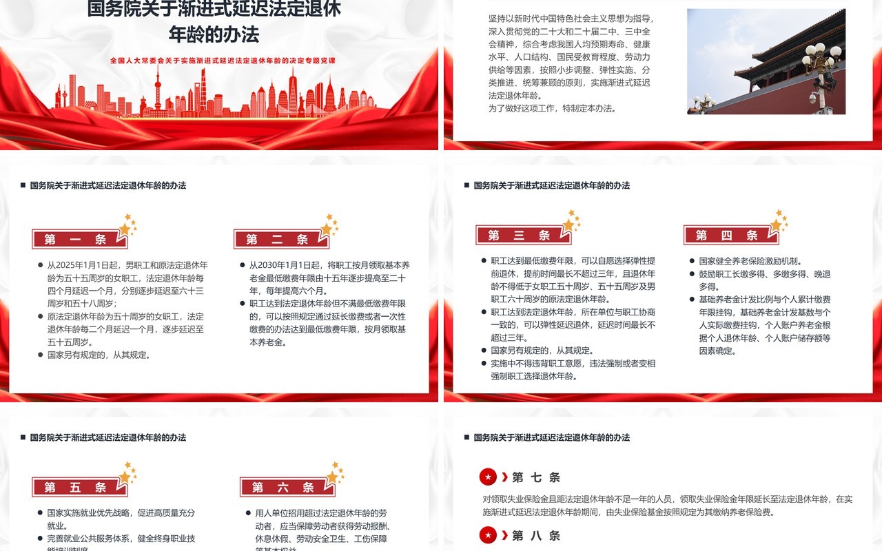 关于实施渐进式延迟法定年龄退休的决定PPT模版