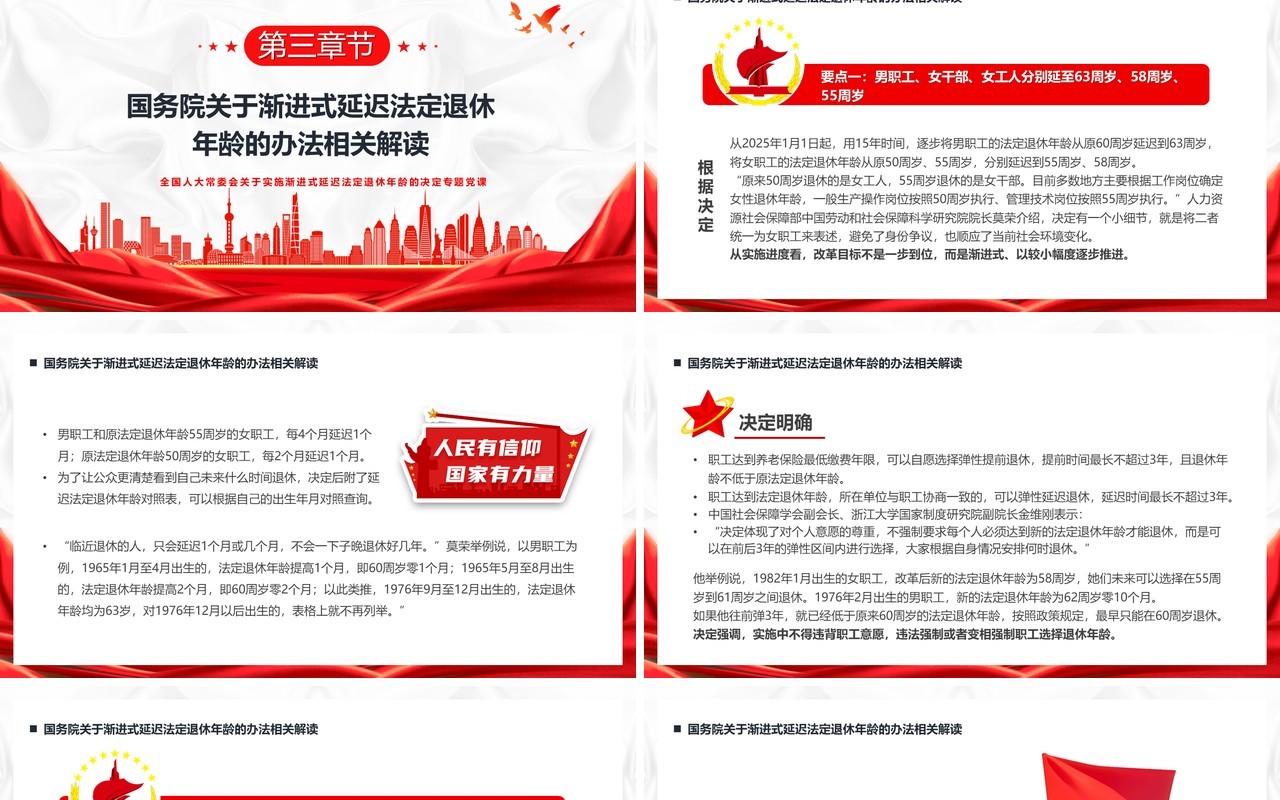 关于实施渐进式延迟法定年龄退休的决定PPT模版