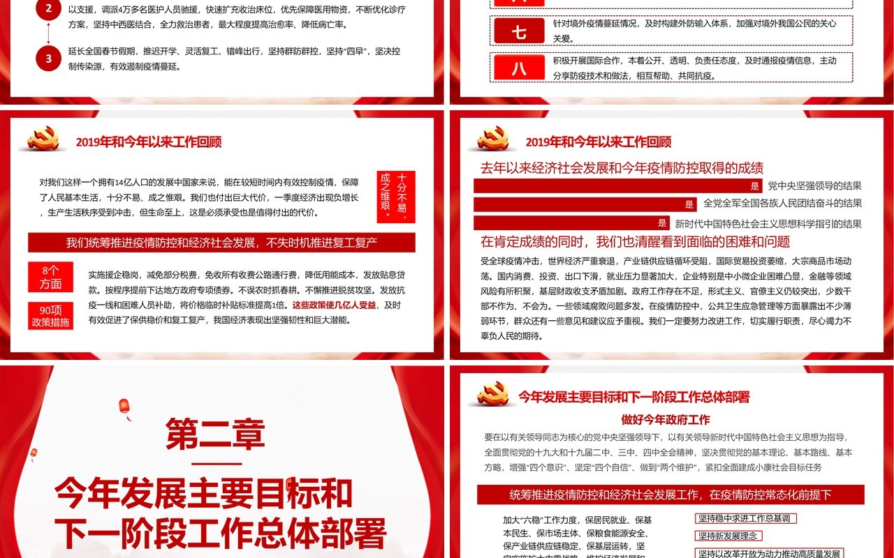 聚焦2020年全国两会政府工作报告党建党政PPT模板