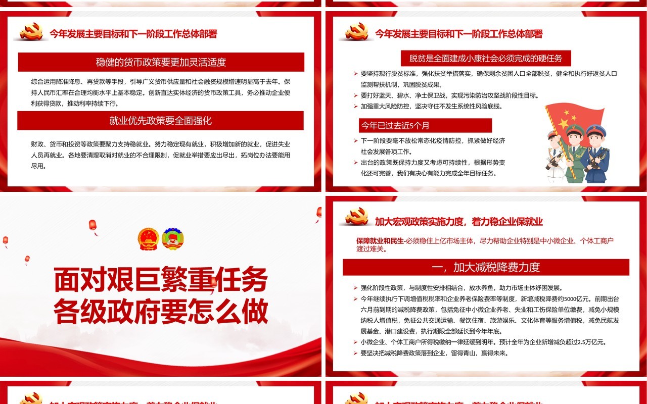 聚焦2020年全国两会政府工作报告党建党政PPT模板