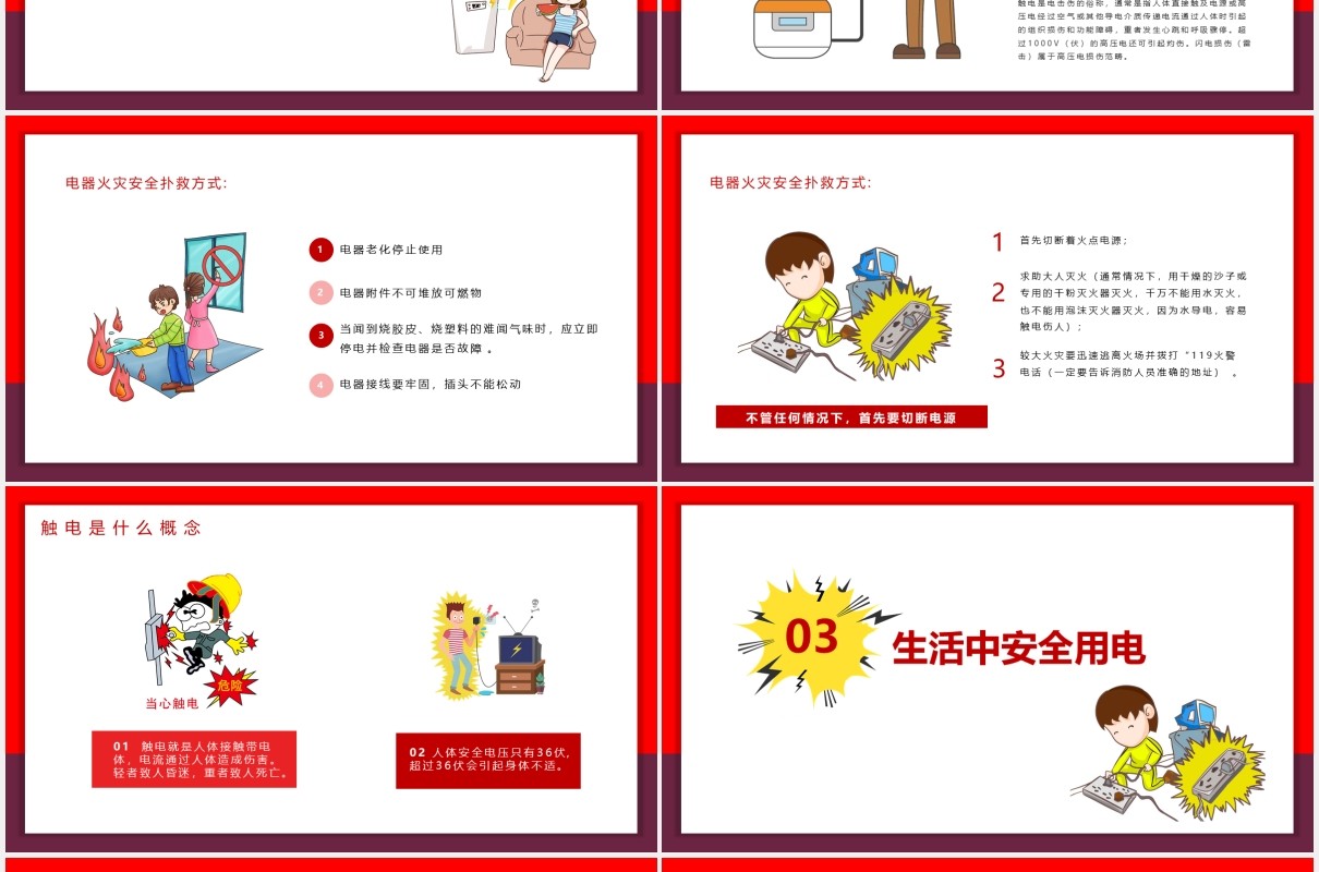 简约安全用电教育课件PPT模板