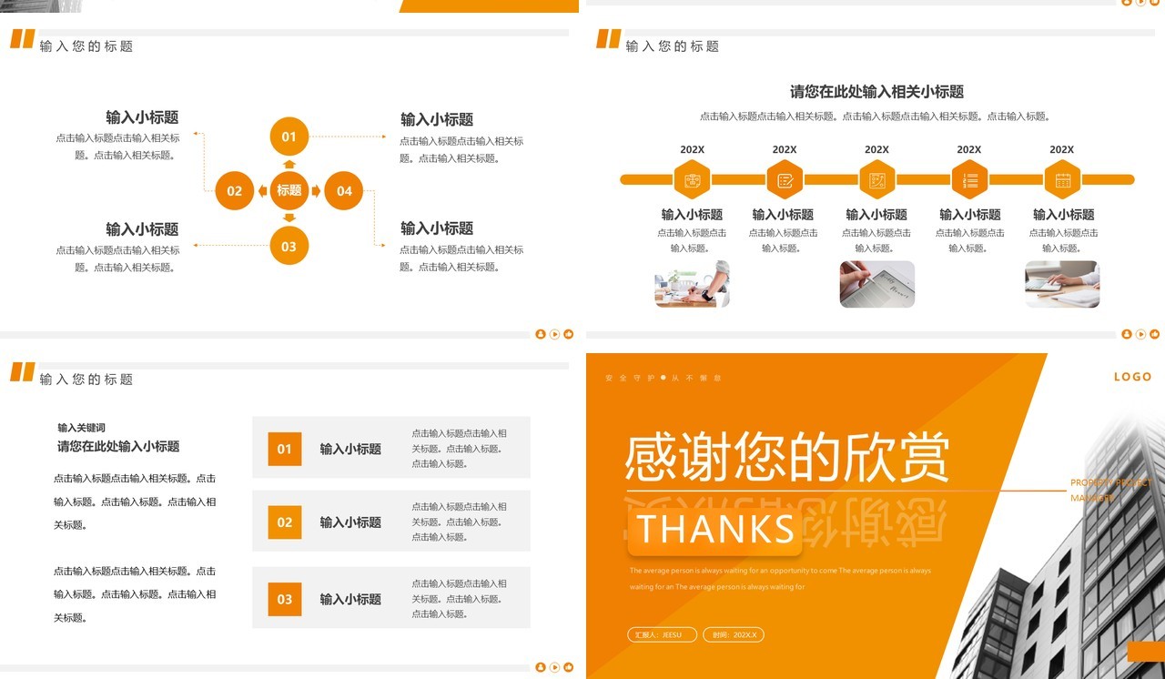 橙色商务风物业项目经理年终总结PPT模板