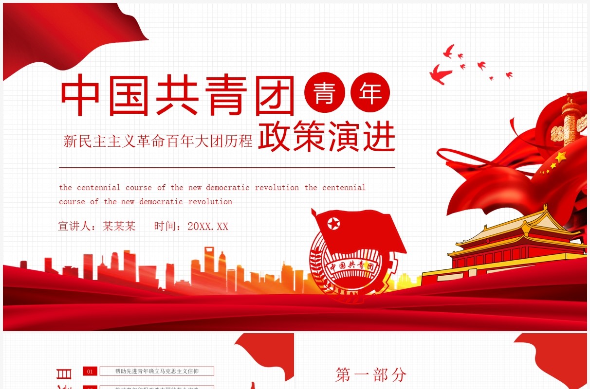 中国共青团青年的政策演进动态PPT模板