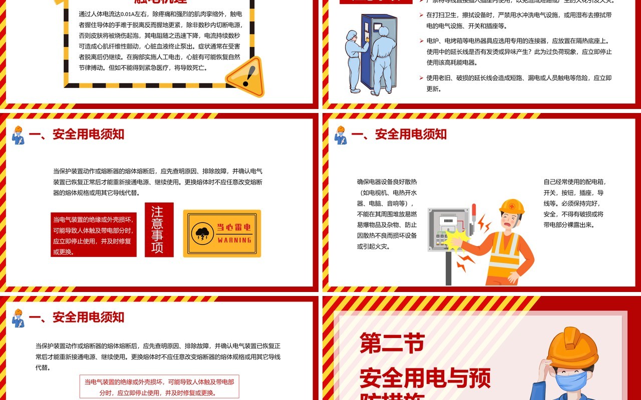 卡通风工厂用电安全培训员工培训PPT模板