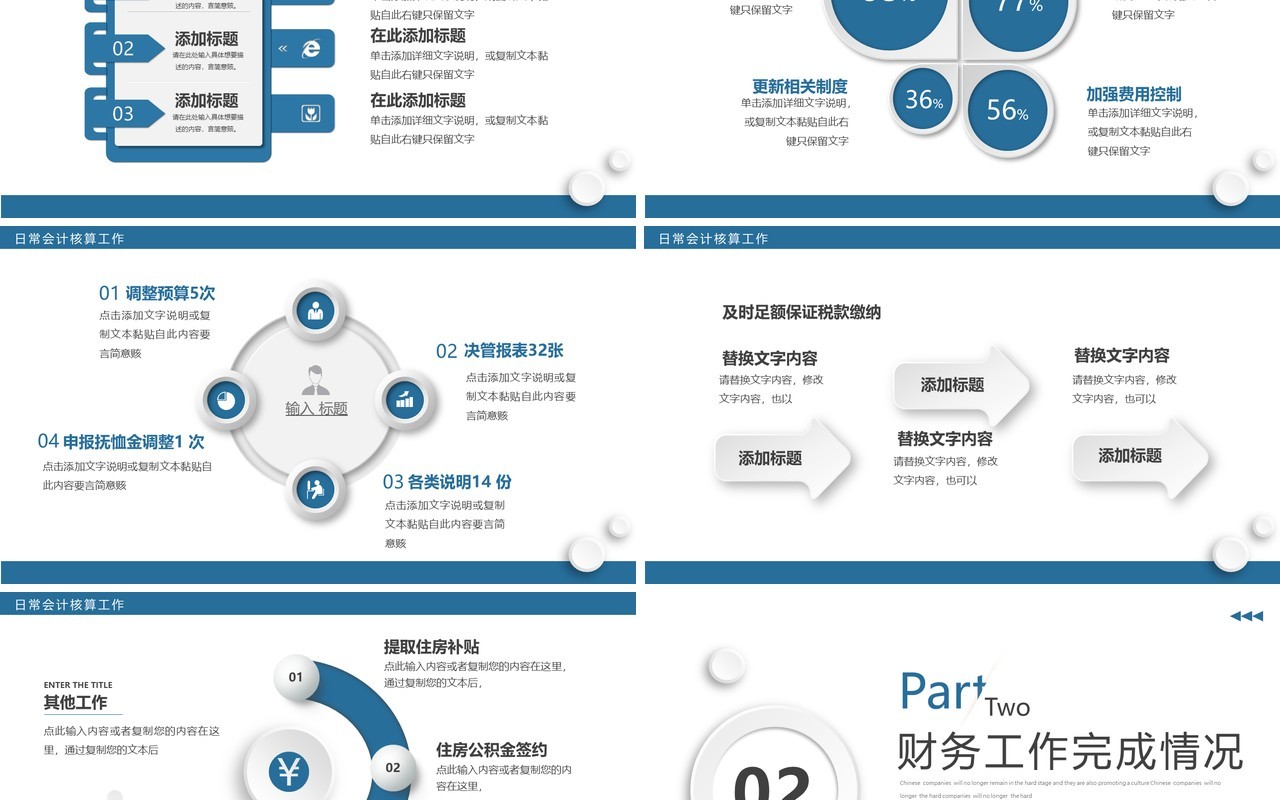 蓝色简约微粒体财务工作汇报PPT模板