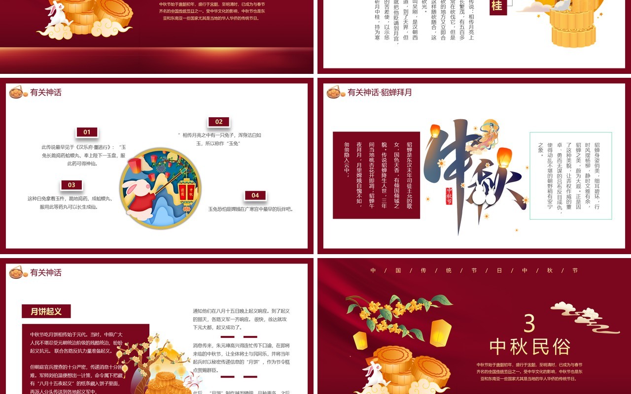 红色中国风传统节日之中秋节介绍PPT模板