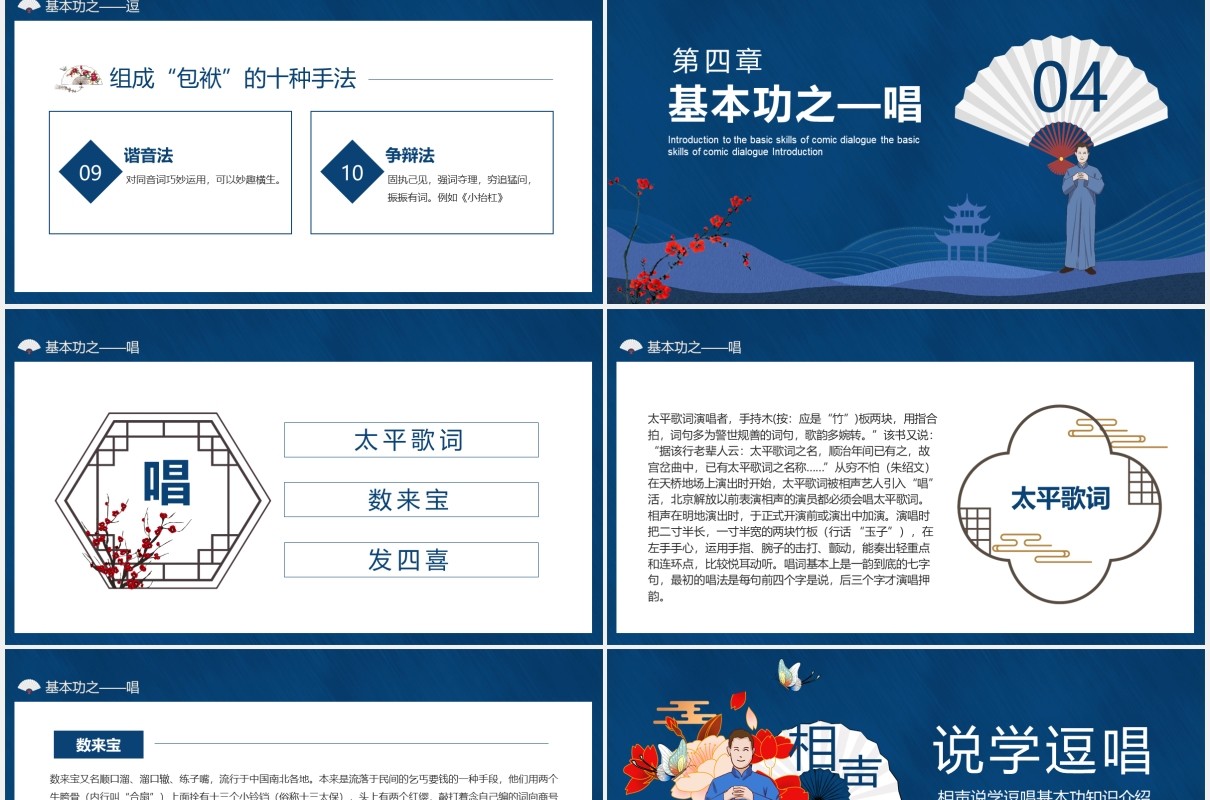 相声说学逗唱基本功知识介绍动态PPT模板