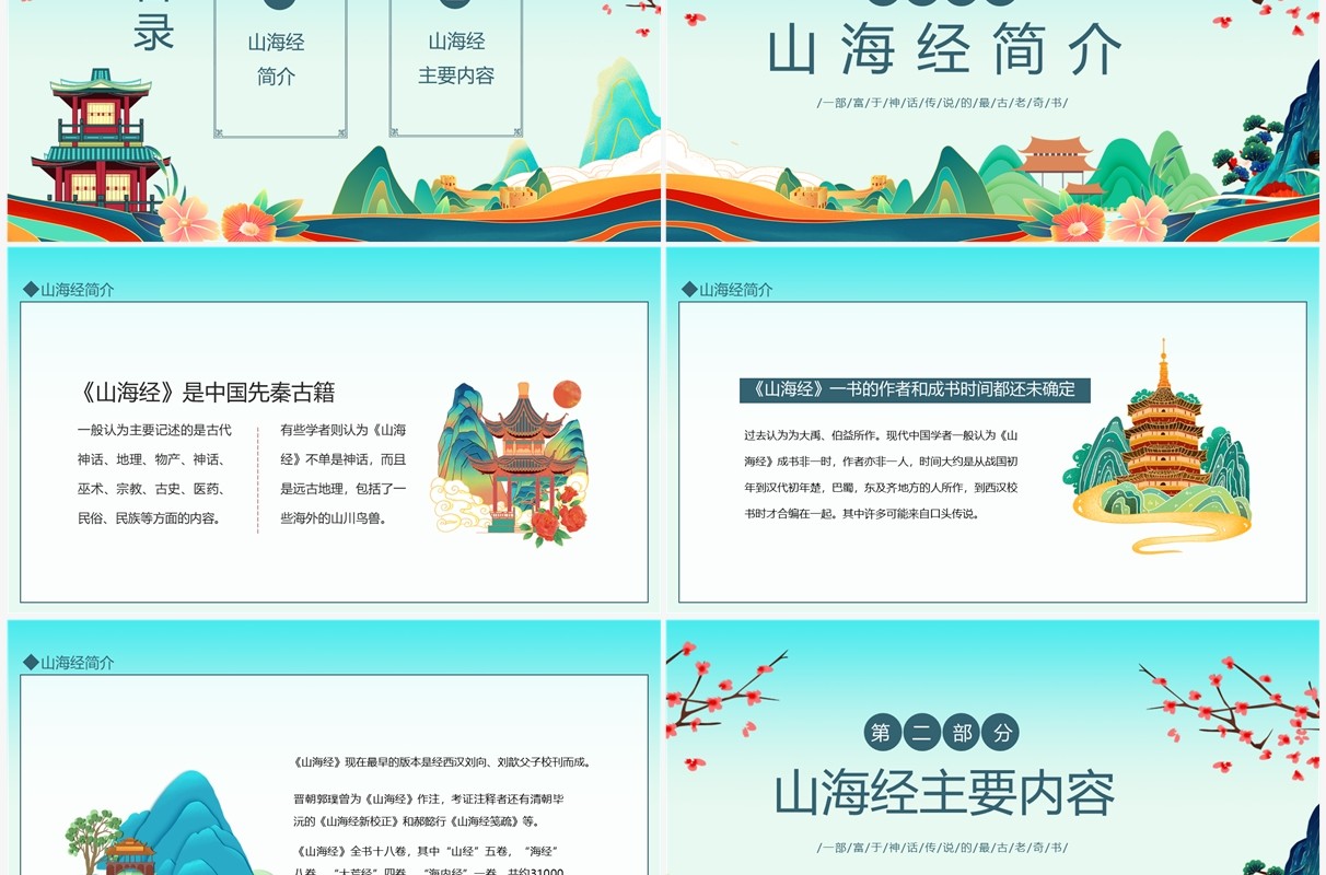 传承经典山海经动态PPT模板