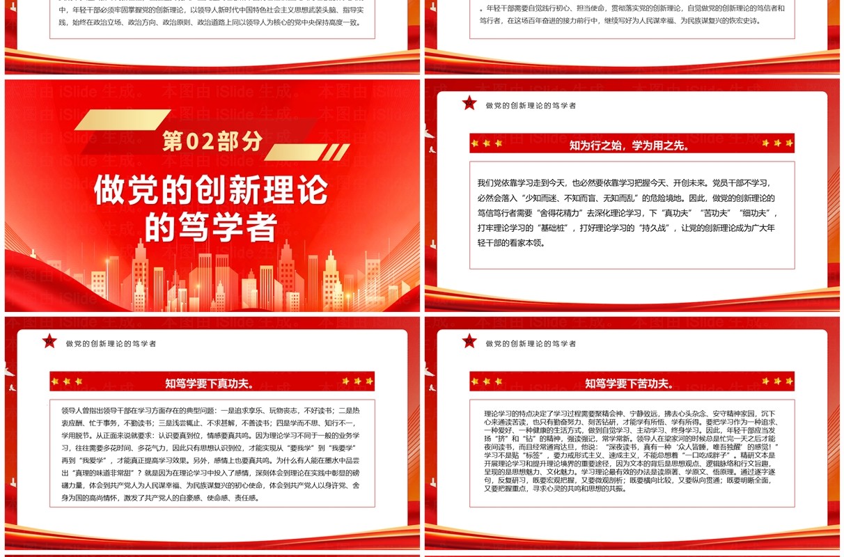 红色做党的创新理论的笃信笃行者PPT模板
