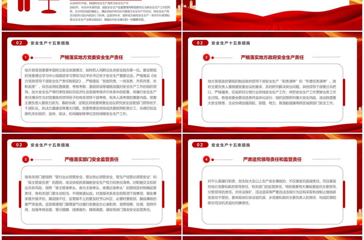 红色简约安全生产月介绍PPT模板