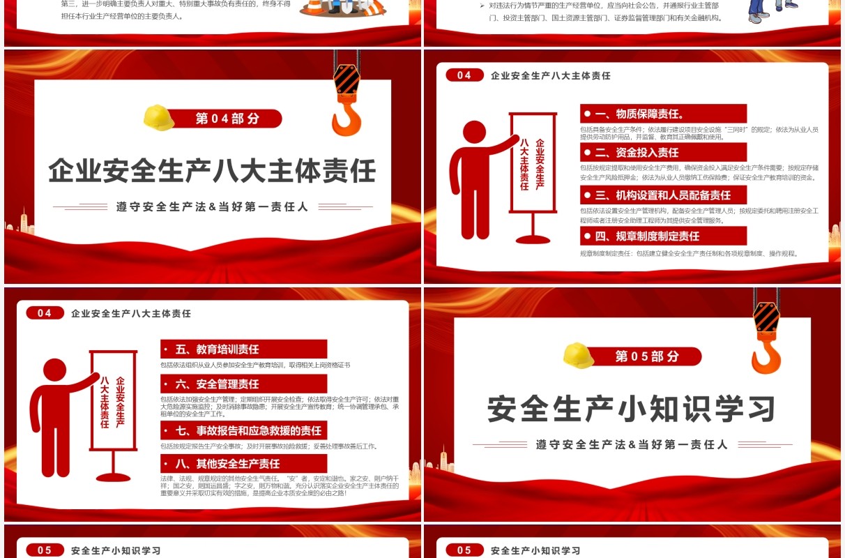 红色简约安全生产月介绍PPT模板