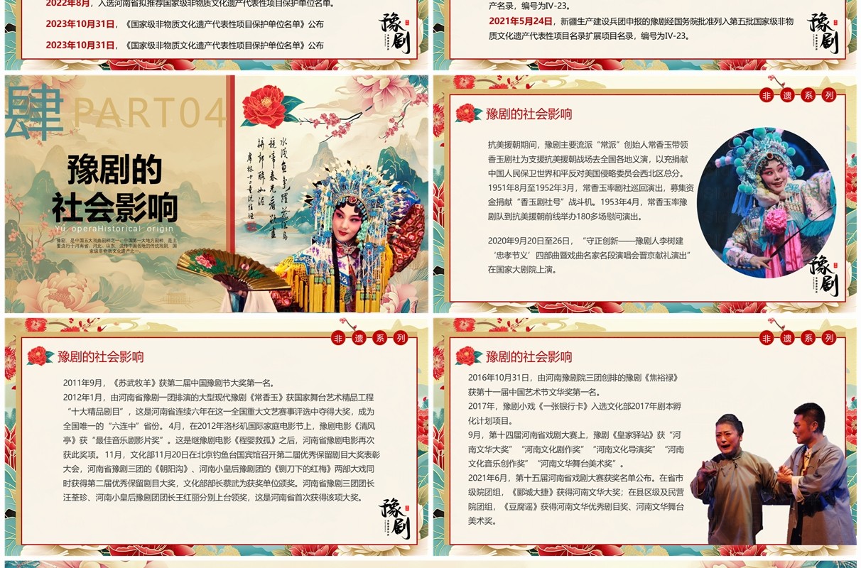 黄色古典中国风非遗系列之豫剧PPT模板