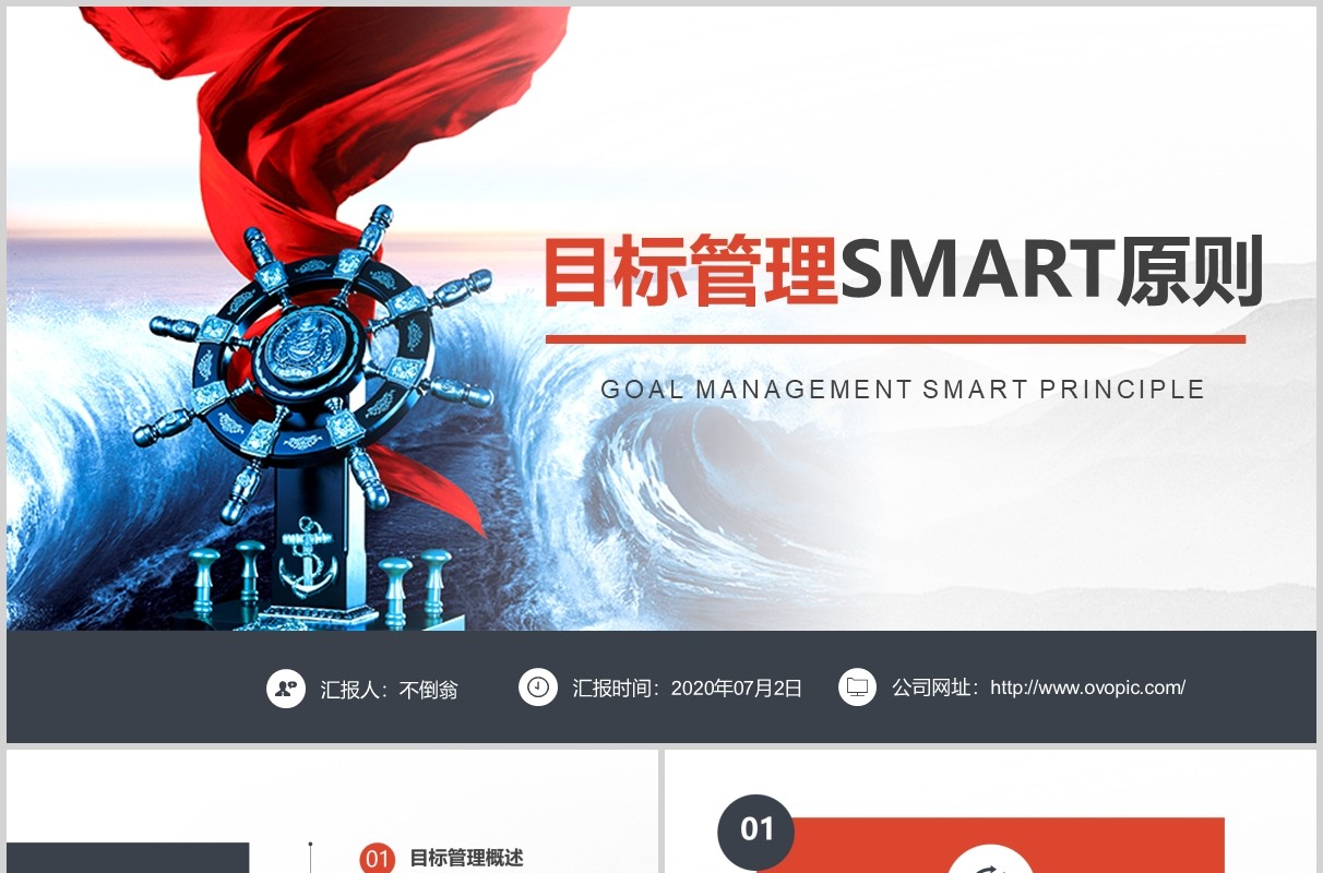 商务红色大气实用企业培训目标管理Smart原则ppt模板
