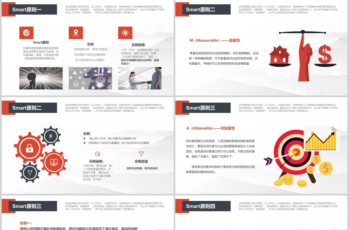 商务红色大气实用企业培训目标管理Smart原则ppt模板