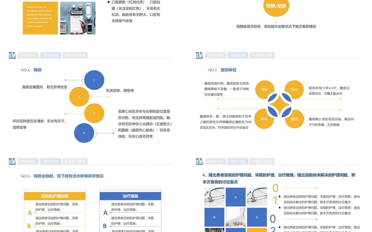 蓝色简约风护理查房流程知识宣传动态PPT模板
