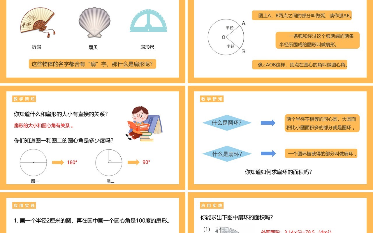 部编版六年级数学上册扇形课件PPT模板