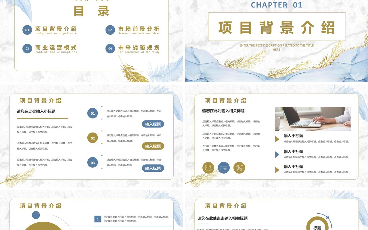 蓝色鎏金风商务融资计划书通用PPT模板