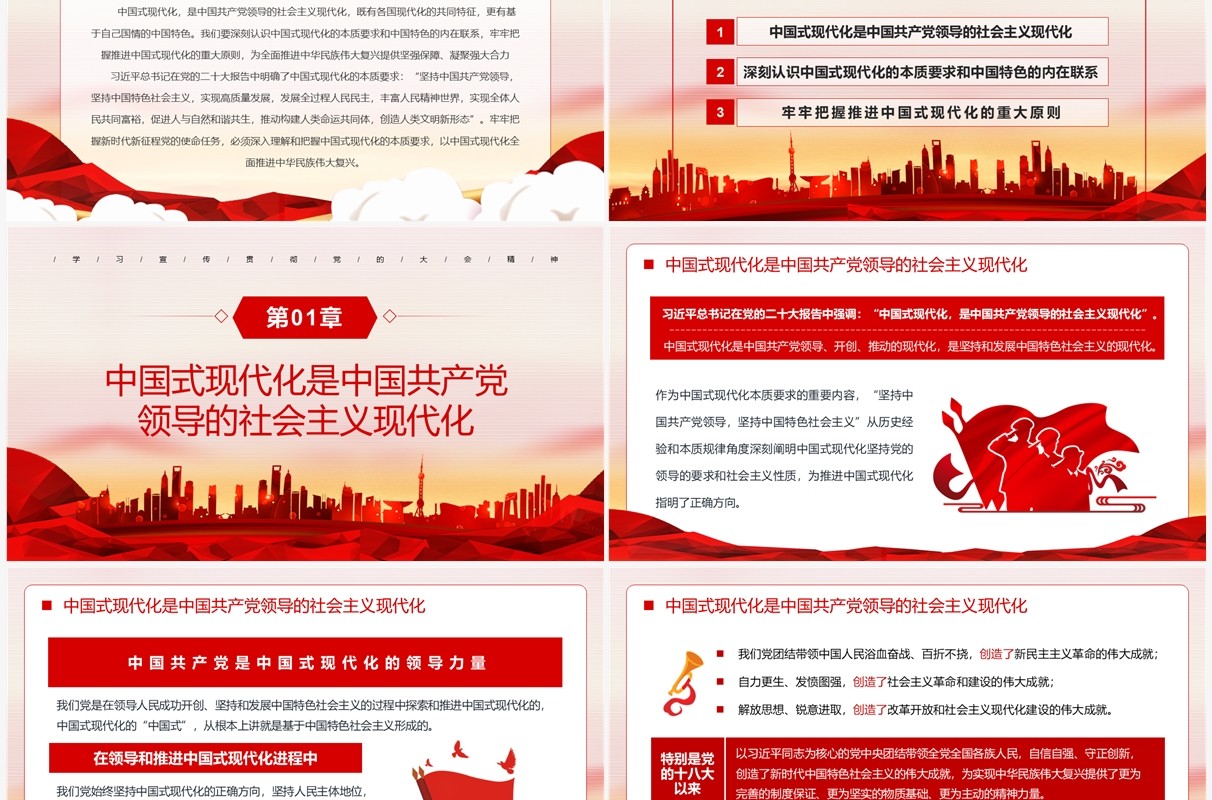红色党政风中国式现代化的本质要求PPT模板