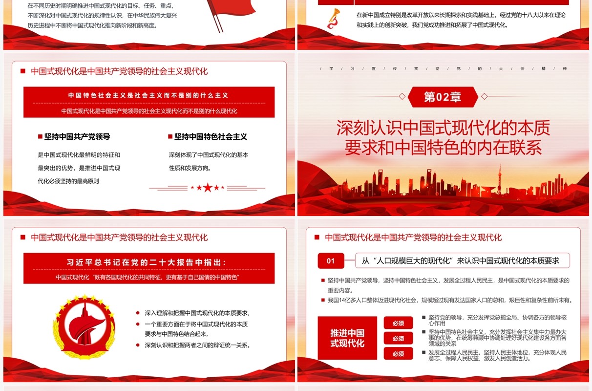 红色党政风中国式现代化的本质要求PPT模板