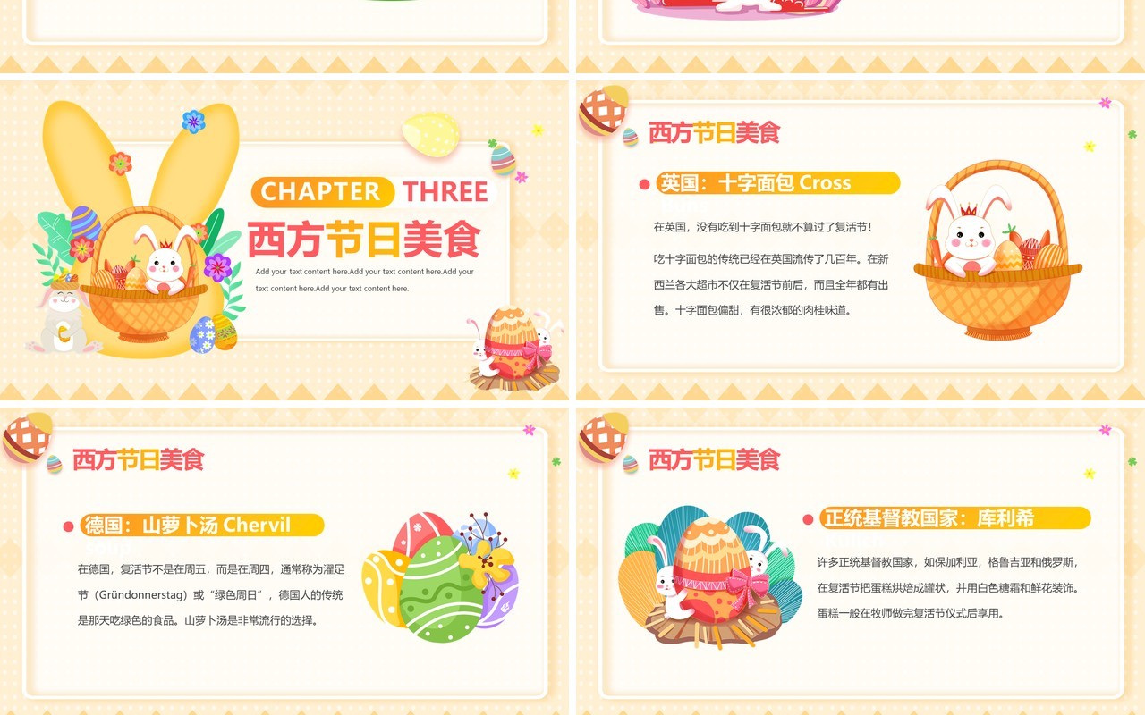 黄色卡通风欢乐复活节主题班会PPT模板