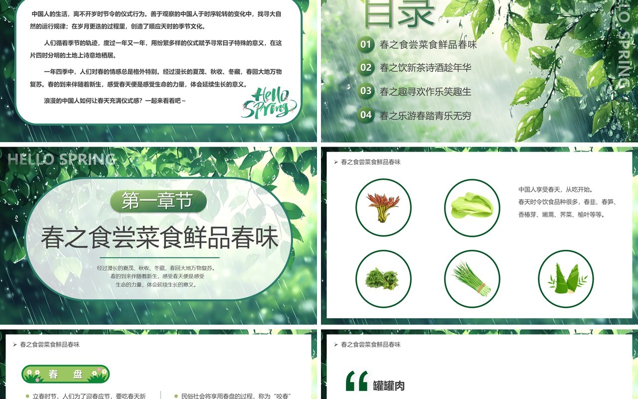 绿色清新风春天的仪式感PPT模板