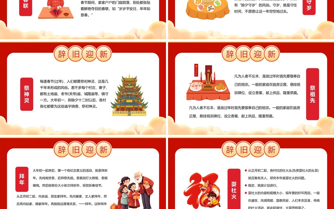 红色中国风2024龙年恭贺新春PPT模板
