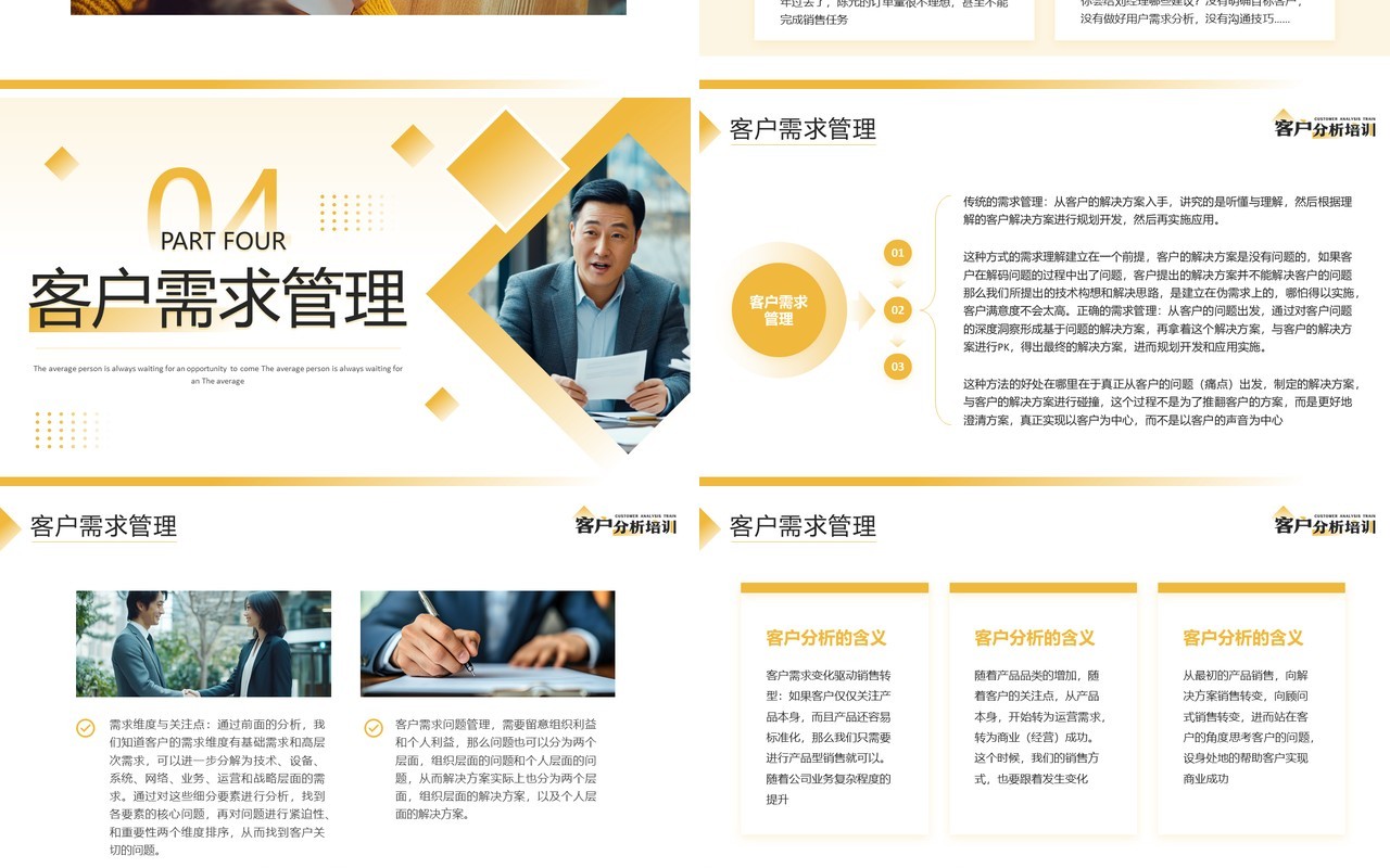 黄色商务风客户行为分析培训PPT模板