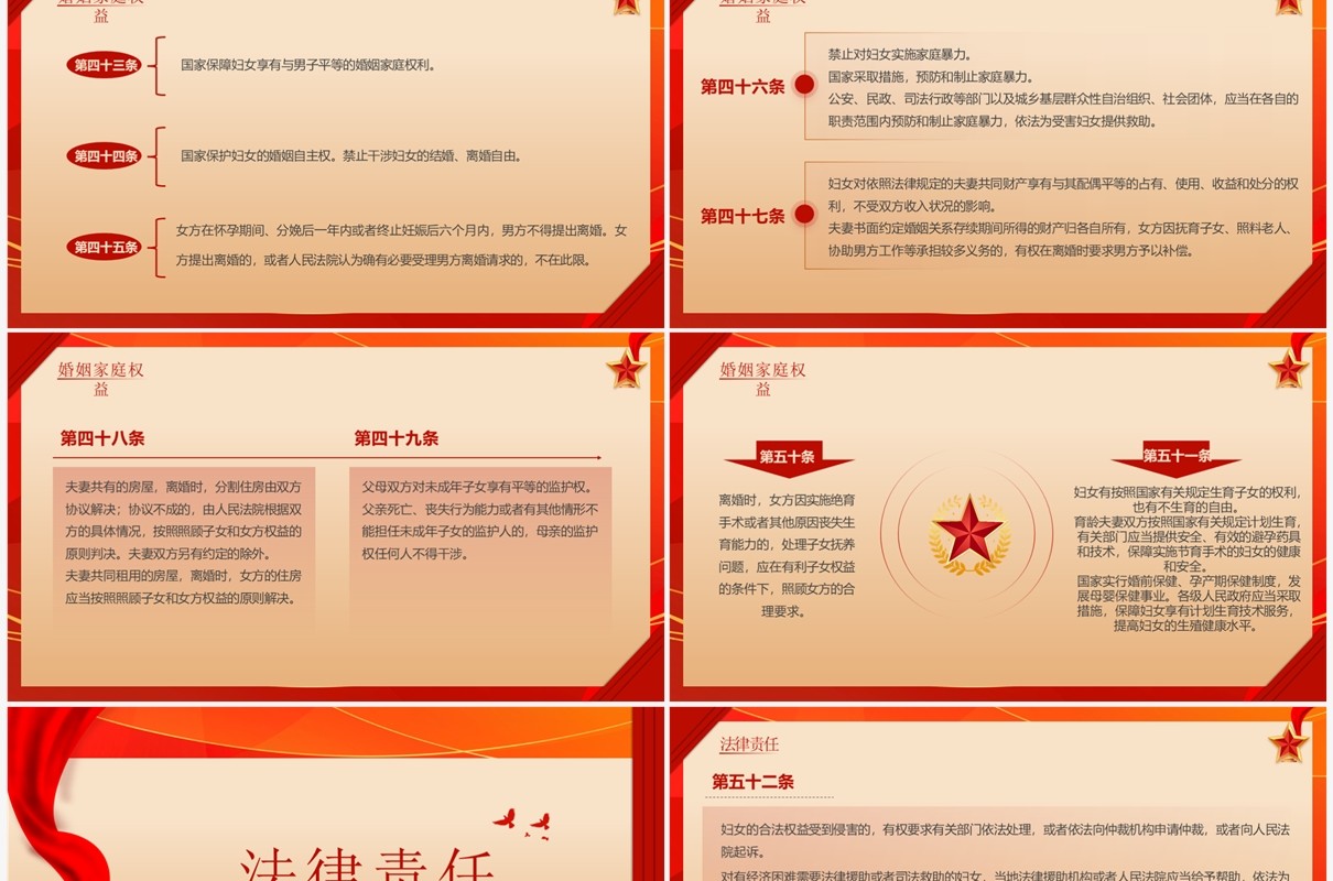 红色简约风妇女权益保障法PPT模板