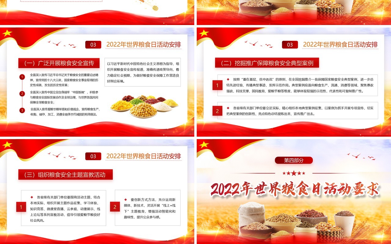 红色简约风世界粮食日宣传介绍PPT模板