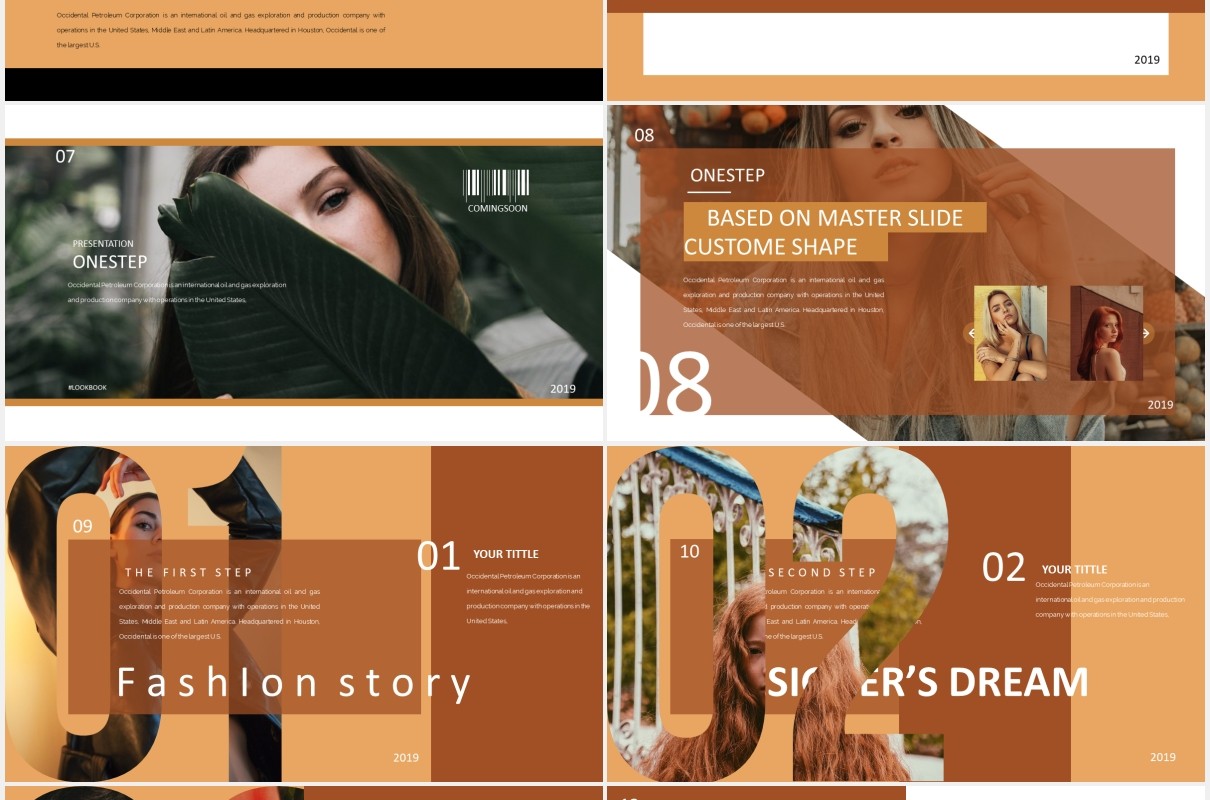 咖啡色图片展示PPT模板Onestep. - Powerpoint Business Corporate