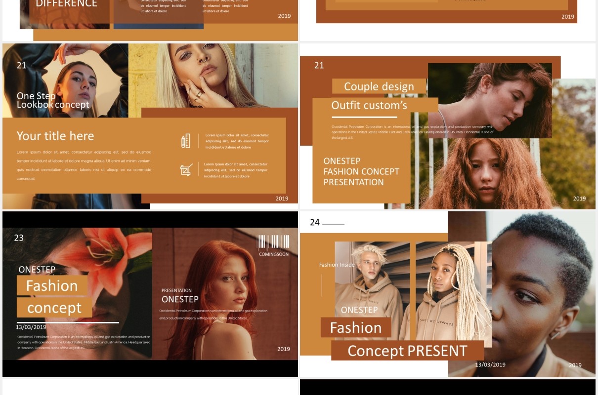 咖啡色图片展示PPT模板Onestep. - Powerpoint Business Corporate