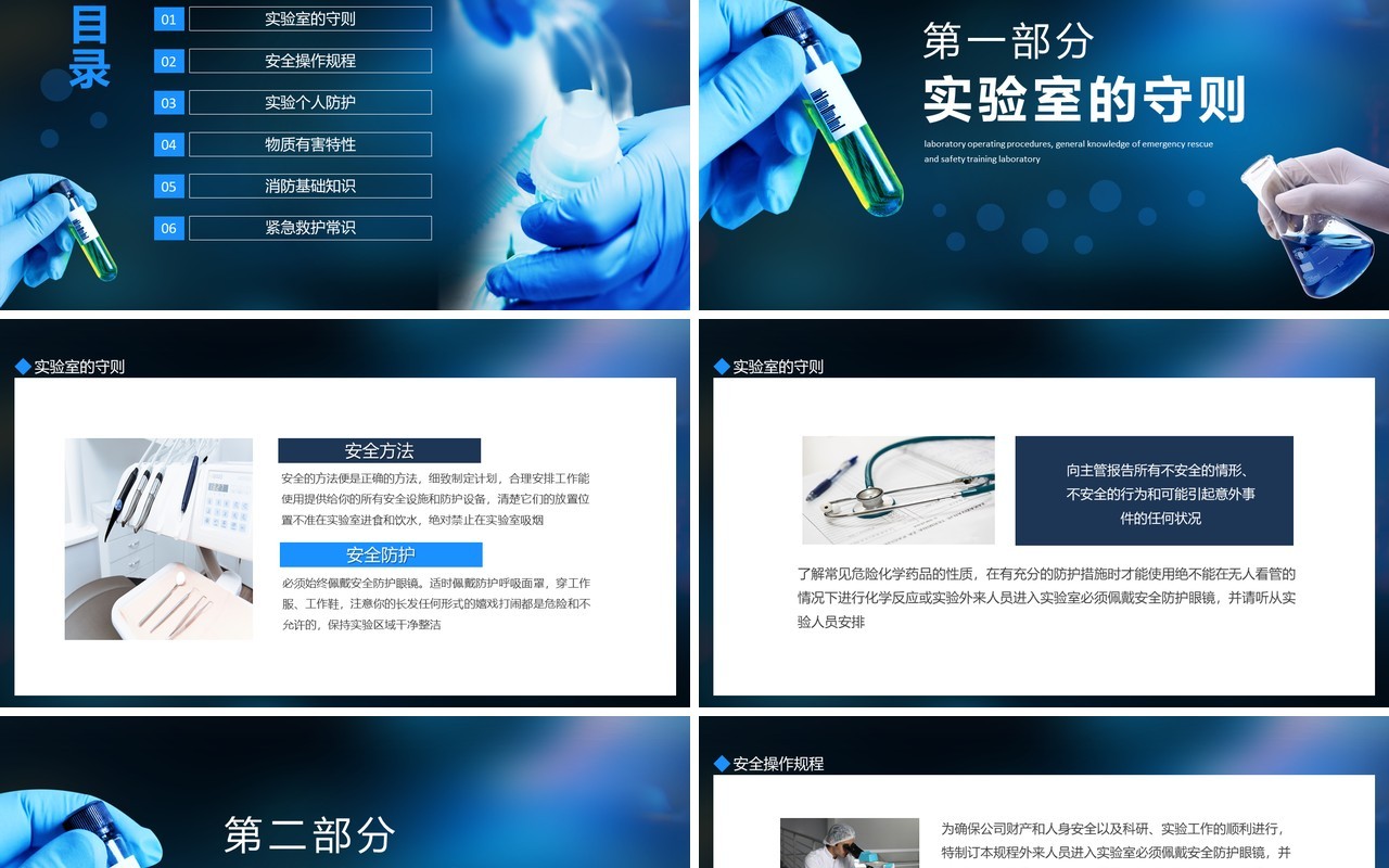 实验室操作规程紧急救护常识安全培训动态PPT模板