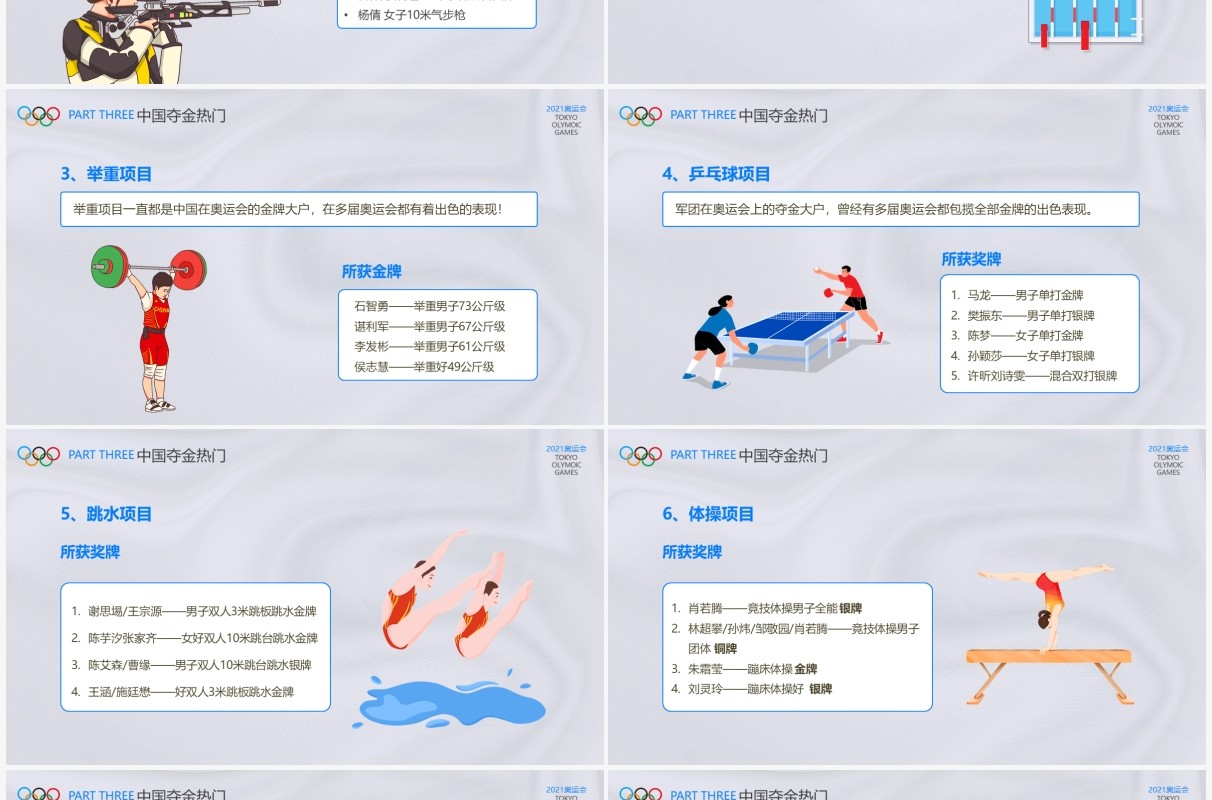蓝色插画风东京奥运会宣传介绍PPT模板