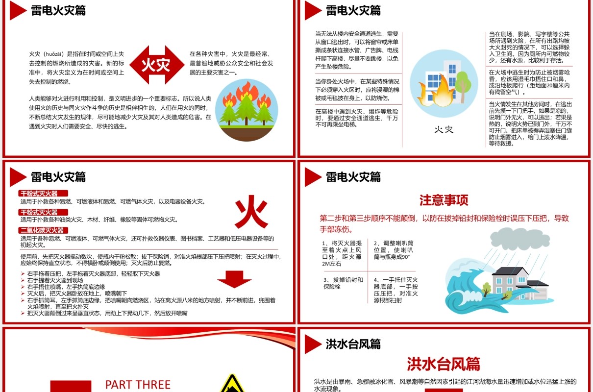简约卡通风自然灾害安全教育学会自救校园培训课件通用PPT模板