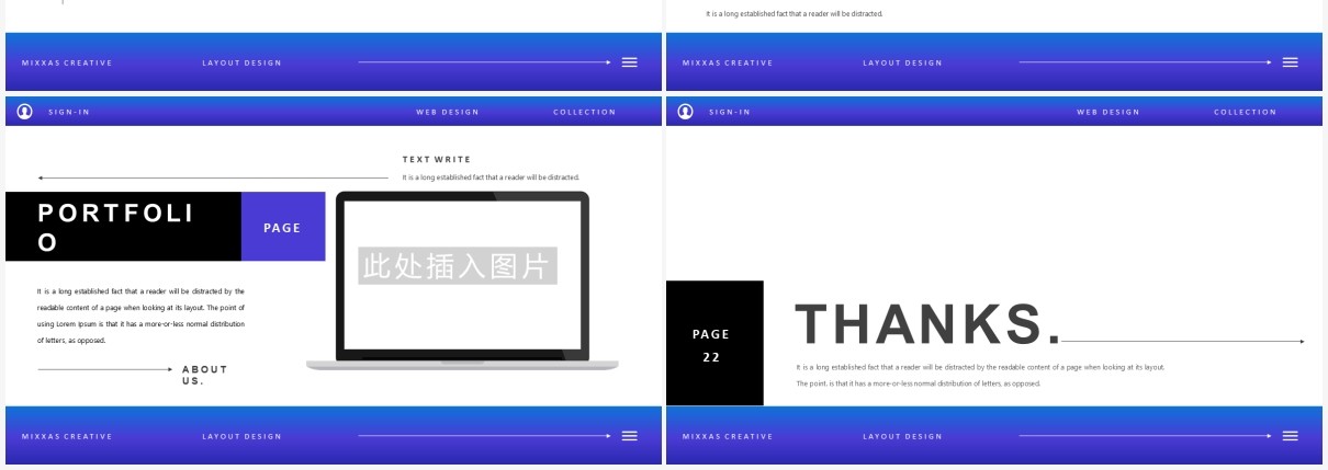 简约蓝色工作报告计划汇报通用PPT模板Mixxas Powerpoint Template