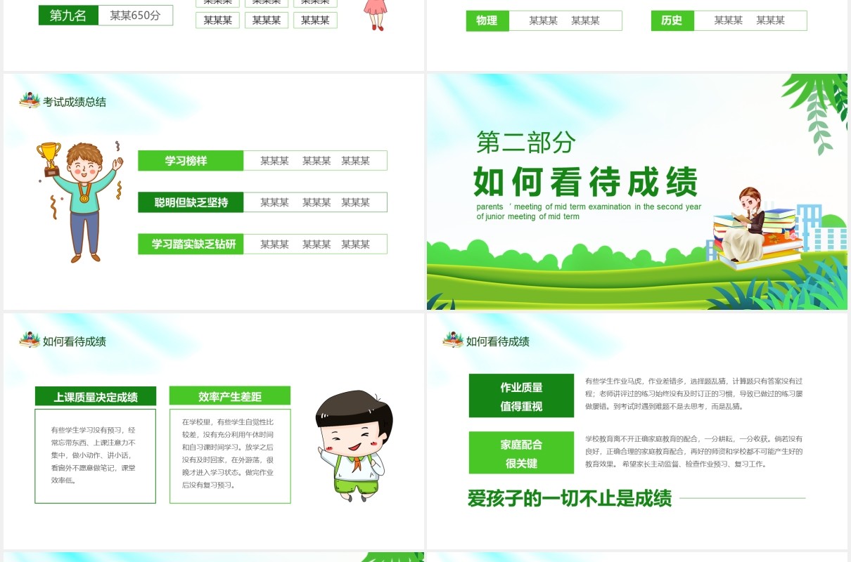 家校合作齐抓共管初二上学期期中考试家长会课件动态PPT模板