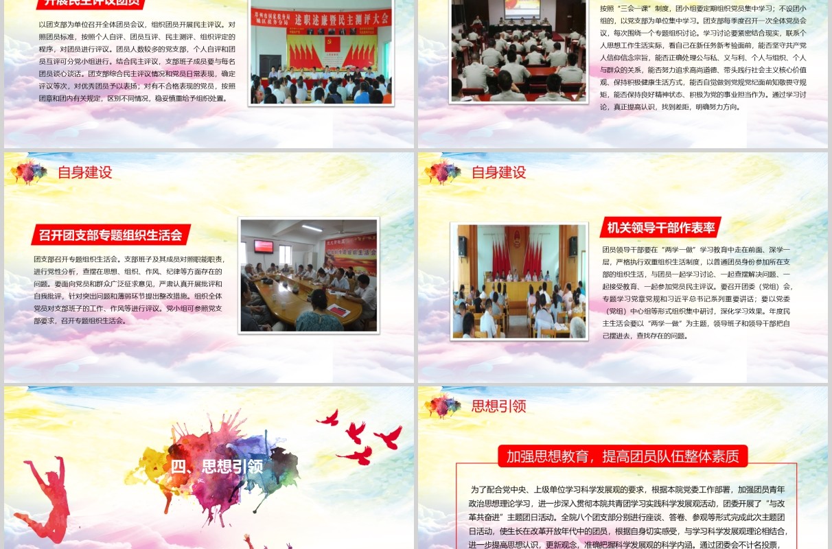 五四精神多彩活泼大气春正能量五四青年节共青团PPT模板