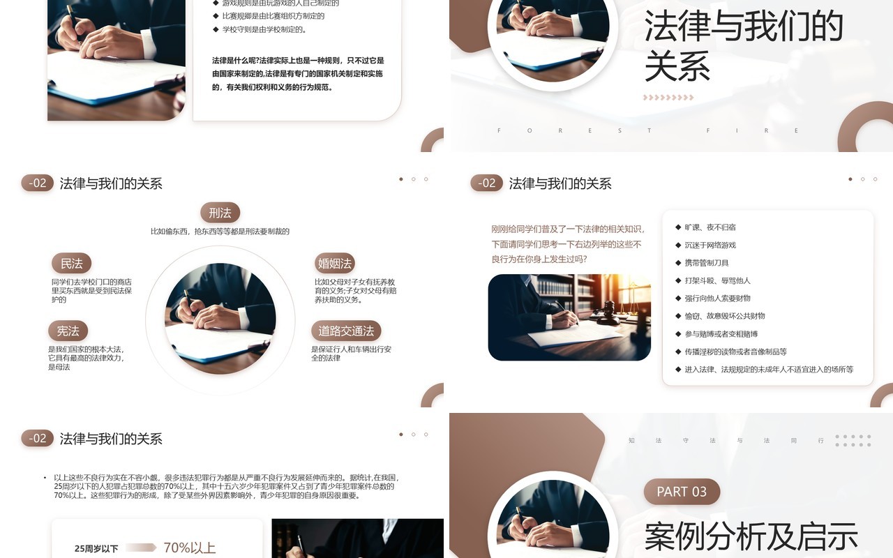 棕色简约风世界法律知识讲座PPT模板