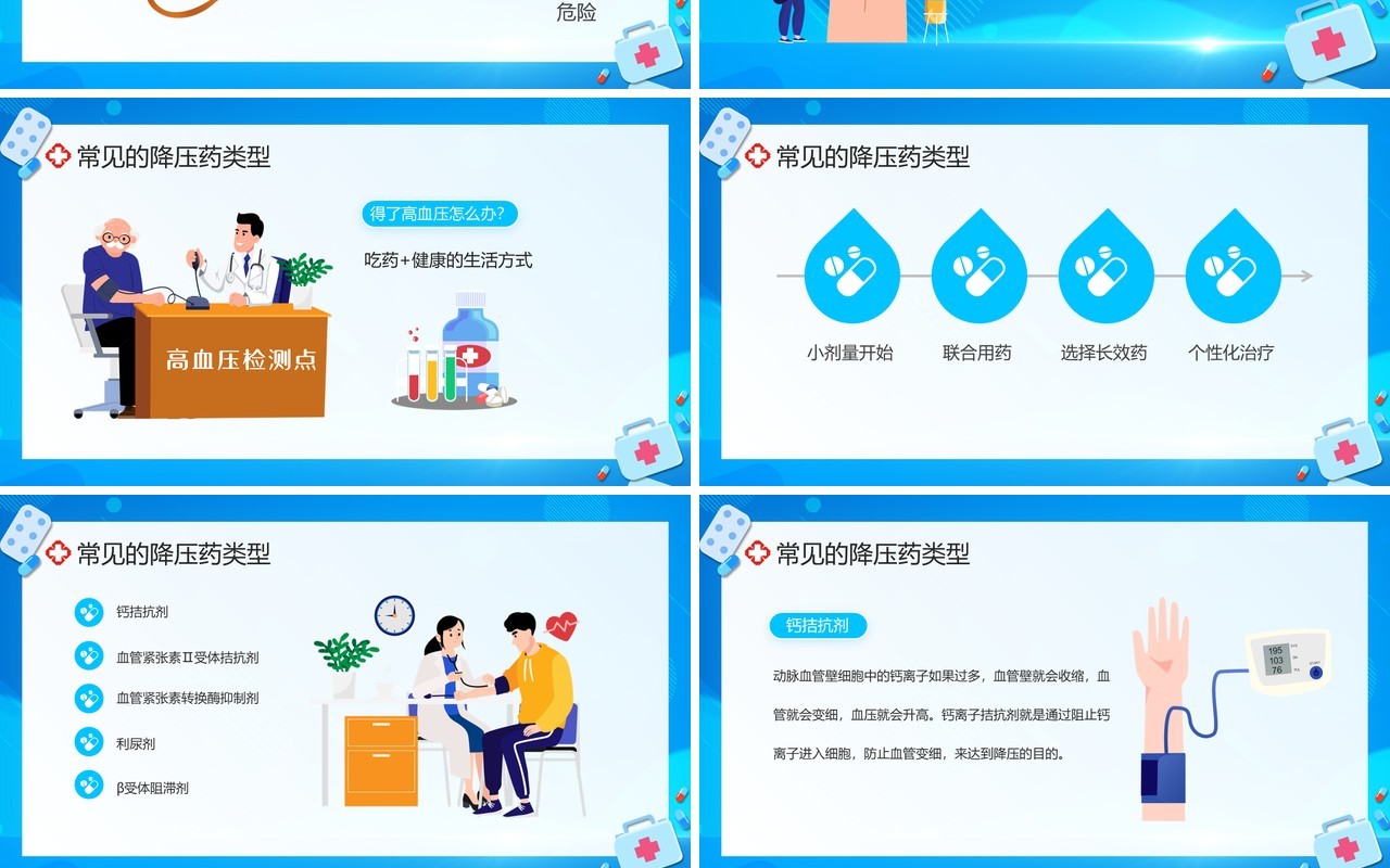 蓝色卡通风国际高血压日科普PPT模板
