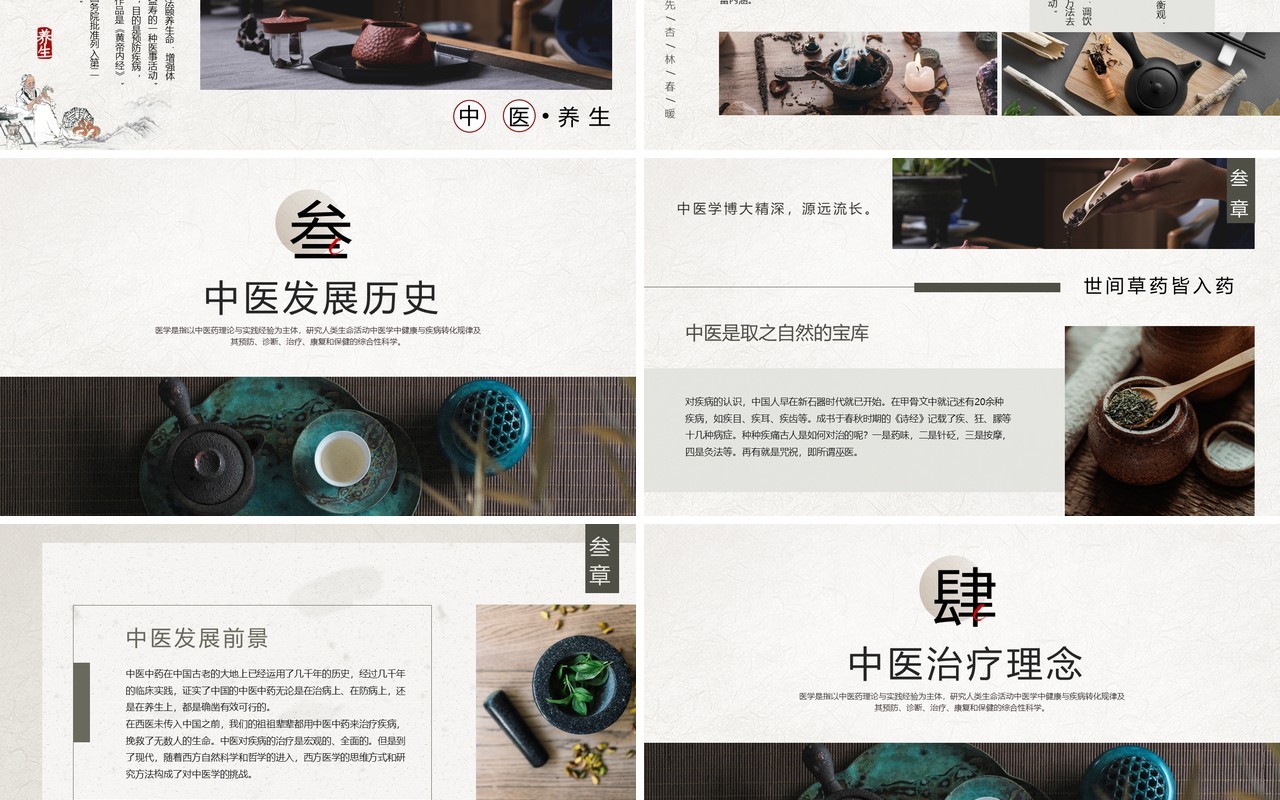 传统中国风中医养生介绍PPT模板